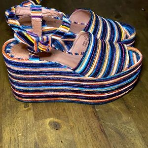 Jeffrey Campbell Platform Rainbow Striped Size 8 EUC